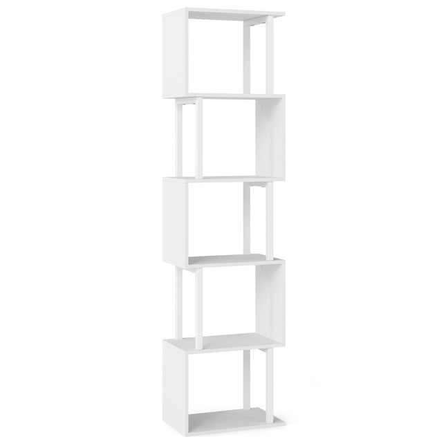 5-Tier Bookshelf with Metal Frame and Anti-Tip, White