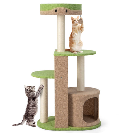 5-Tier Cat Tree Tower With Condo, Sisal Posts, Green