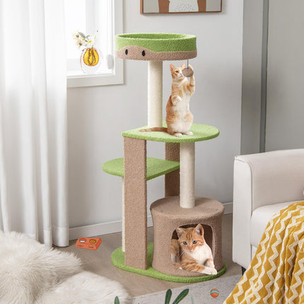5-Tier Cat Tree Tower With Condo, Sisal Posts, Green