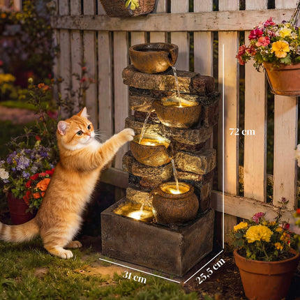 5-Tier Garden Fountain with LED Lights, Adjustable Pump