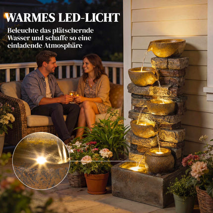 5-Tier Garden Fountain with LED Lights, Adjustable Pump