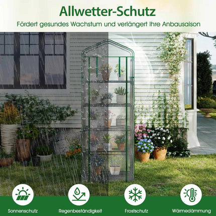 5-Tier Mini Greenhouse with PE Cover & Roll-Up Door