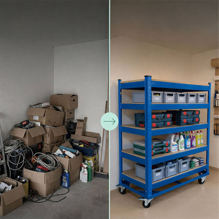 5-Tier Mobile Shelving Trolley, Locking Castors