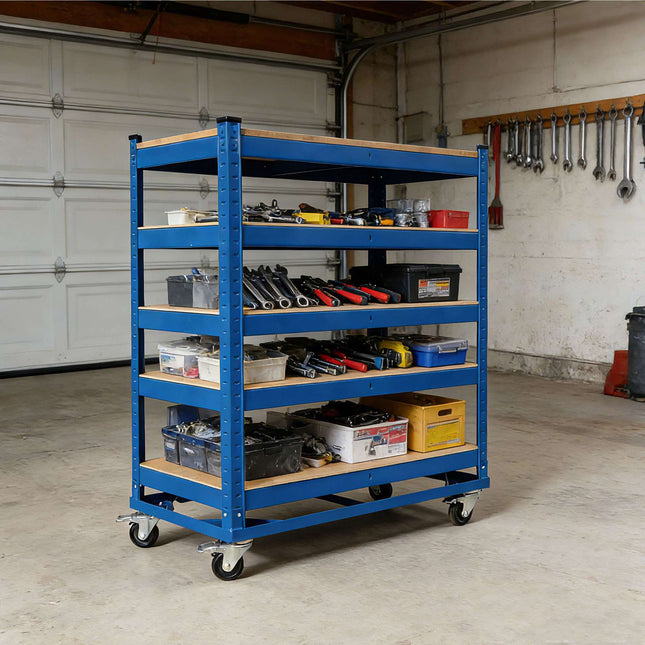 5-Tier Mobile Shelving Trolley, Locking Castors