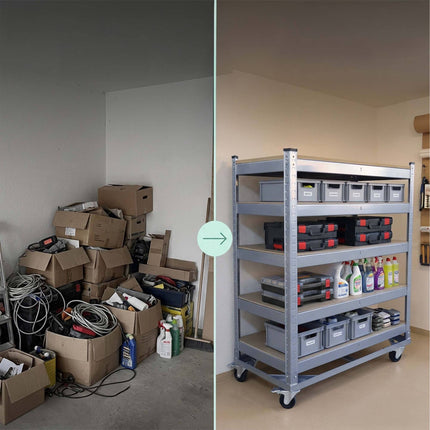 5-Tier Mobile Shelving Trolley – Locking Castors