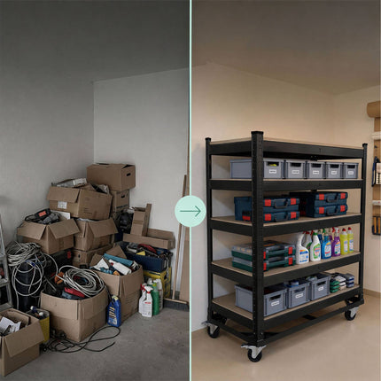 5-Tier Mobile Shelving Trolley With Locking Castors