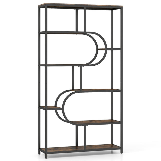 5-Tier Open Shelf Bookcase, Rustic Brown & Black