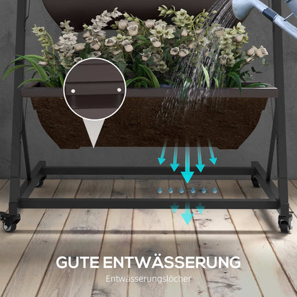 5-Tier Plant Stand with Wheels, 145 cm High, Steel