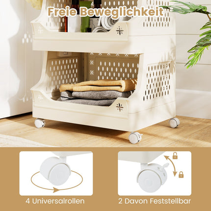 5-Tier Rolling Laundry Basket with Handles & Hooks
