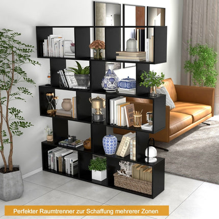 5-Tier S-Shaped Bookshelf with Anti-Tip, Black