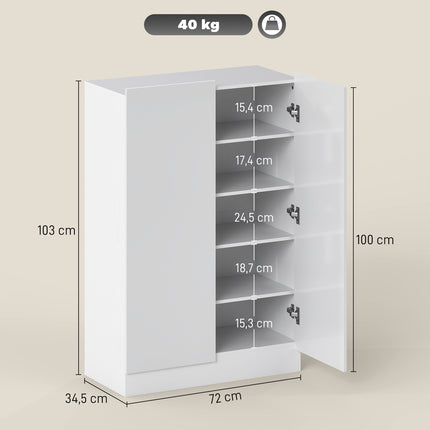5-Tier Shoe Cabinet, Adjustable Shelves, Holds 20 Pairs