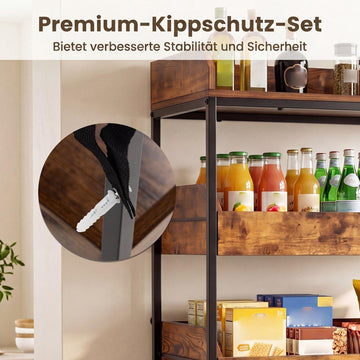 5-Tier Storage Rack with Drawers, Rustic Brown