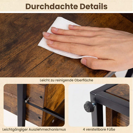 5-Tier Storage Rack with Drawers, Rustic Brown