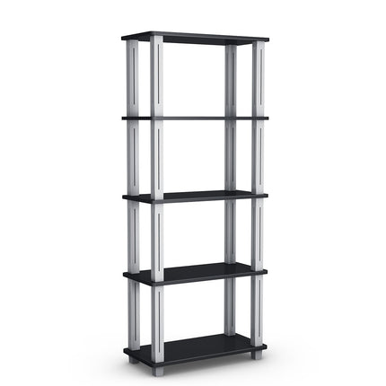 5 Tier Storage Rack with Flat Open Shelves Multifunctional Shelf Black