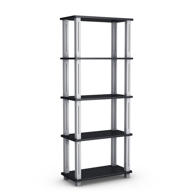 5 Tier Storage Rack with Flat Open Shelves Multifunctional Shelf Black