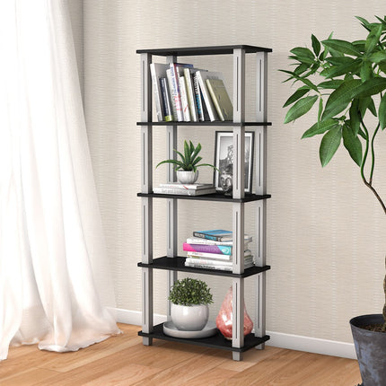 5 Tier Storage Rack with Flat Open Shelves Multifunctional Shelf Black