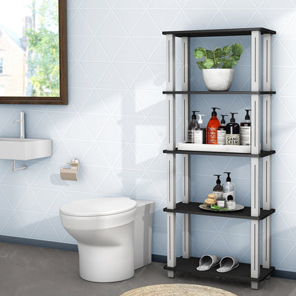 5 Tier Storage Rack with Flat Open Shelves Multifunctional Shelf Black