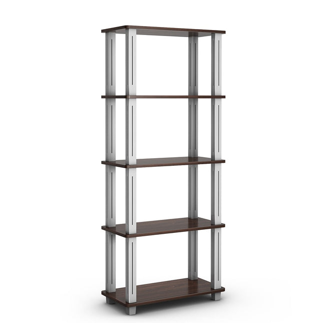 5 Tier Storage Rack with Flat Open Shelves Multifunctional Shelf Brown