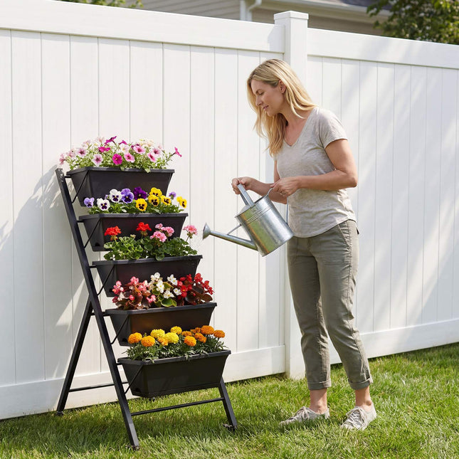 5-Tier Vertical Raised Garden Bed with Wheels, Removable Boxes