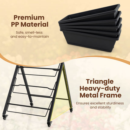 5-Tier Vertical Raised Garden Bed with Wheels, Removable Boxes