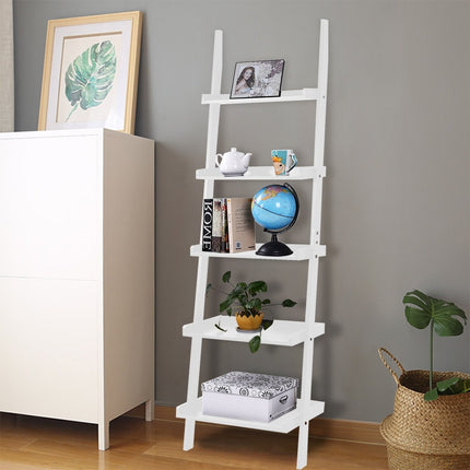 5-Tier White Ladder Shelf – Versatile Storage Unit