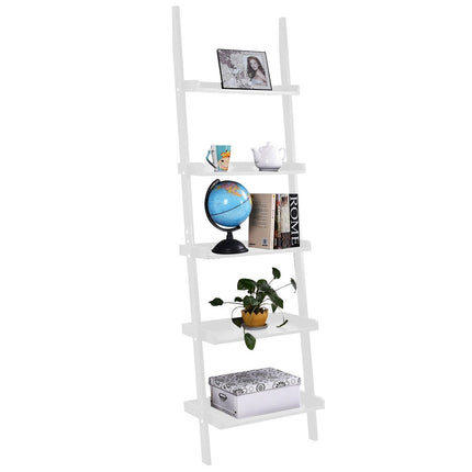 5-Tier White Ladder Shelf – Versatile Storage Unit