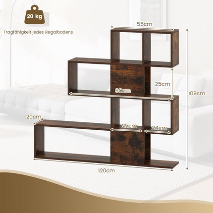 5-Tier Wooden Ladder Bookshelf, 120x19.5x109 cm, Brown