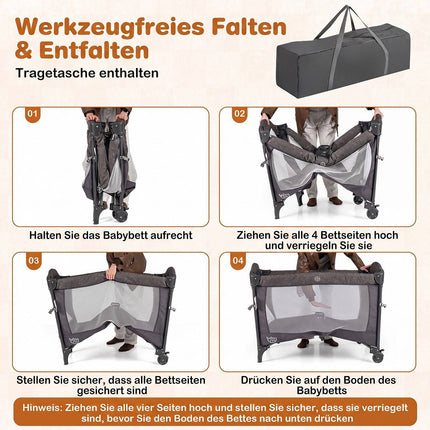 5-in-1 Baby Bassinet & Playpen with Diaper Changer, Gray
