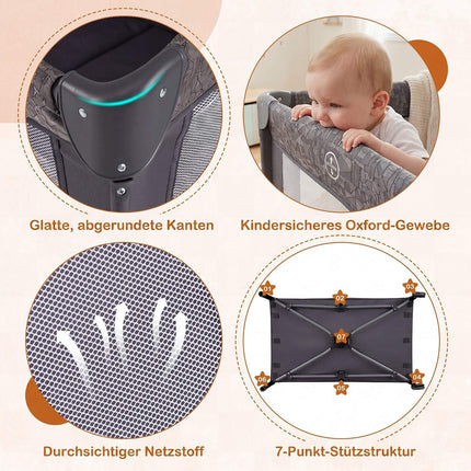 5-in-1 Baby Bassinet & Playpen with Diaper Changer, Gray
