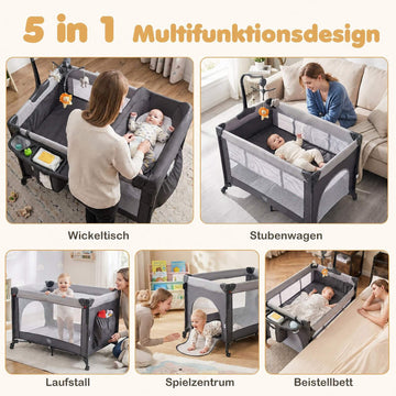 5-in-1 Baby Pack and Play with Mattress – Black