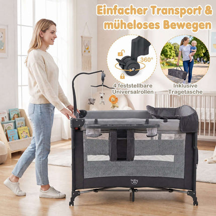 5-in-1 Baby Pack and Play with Mattress – Black