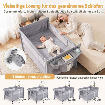 5-in-1 Baby Pack and Play with Mattress – Grey