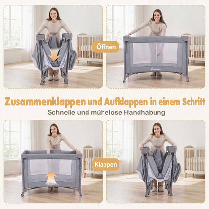 5-in-1 Baby Pack and Play with Mattress – Grey