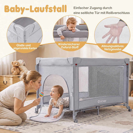 5-in-1 Baby Pack and Play with Mattress – Grey
