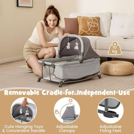 5-in-1 Baby Travel Cot Playpen with Changing Table, Grey