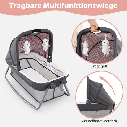 5-in-1 Baby Travel Crib with Changing Table & Bassinet