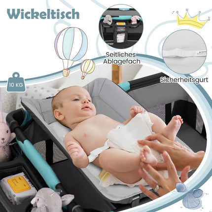 5-in-1 Foldable Baby Crib with Bassinet & Changing Pad