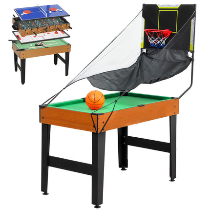 5-in-1 Game Table, Foosball, Hockey, Tennis, Walnut