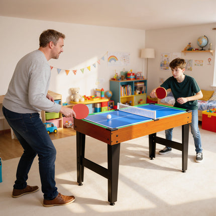 5-in-1 Game Table, Foosball, Hockey, Tennis, Walnut