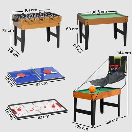 5-in-1 Game Table, Foosball, Hockey, Tennis, Walnut