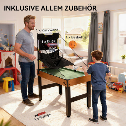 5-in-1 Game Table, Foosball, Hockey, Tennis, Walnut