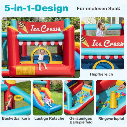 5-in-1 Inflatable Bounce House with Slide & Ball Pit
