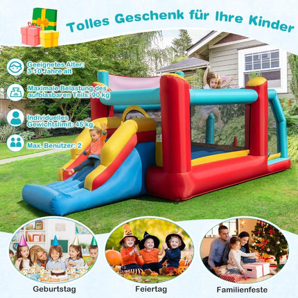 5-in-1 Inflatable Bounce House with Slide & Ball Pit