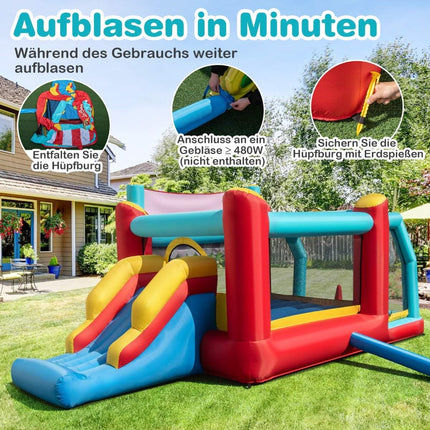 5-in-1 Inflatable Bounce House with Slide & Ball Pit