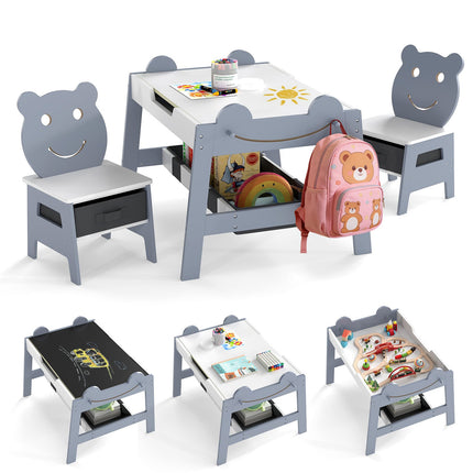 5-in-1 Kids Activity Table Set with Storage, Gray