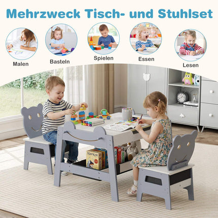 5-in-1 Kids Activity Table Set with Storage, Gray