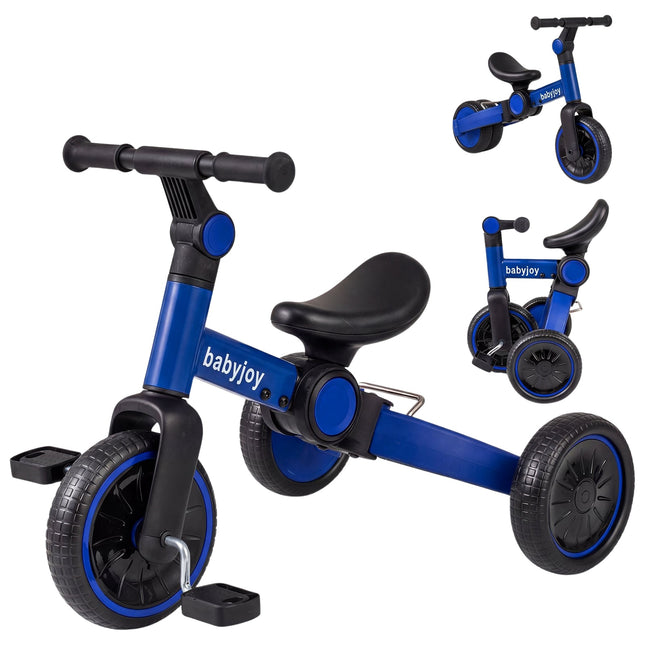 5-in-1 Kids Balance Bike with Adjustable Handlebar, Blue
