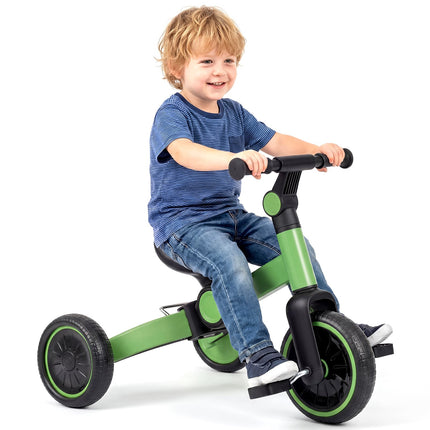 5-in-1 Kids Balance Bike with Removable Pedals, Green