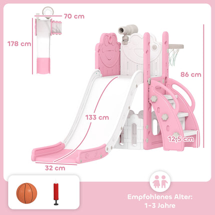 5-in-1 Kids Slide Set with Basketball Hoop and Telescope