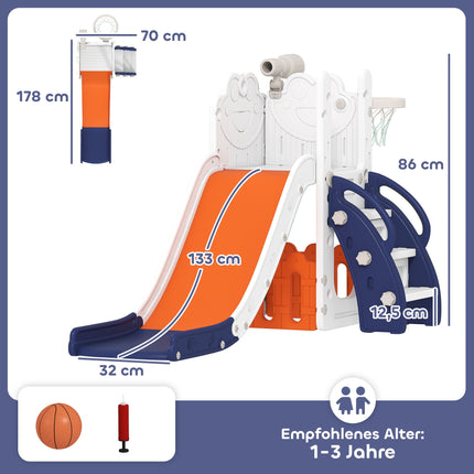 5-in-1 Kids Slide Set with Telescope & Basketball Hoop